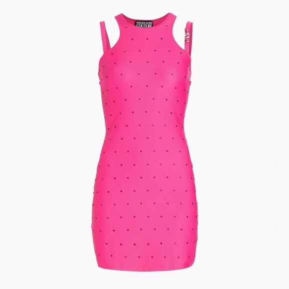 Versace Jeans Couture Crystal-Embellished Logo Minidress size S - Picture 6 of 15